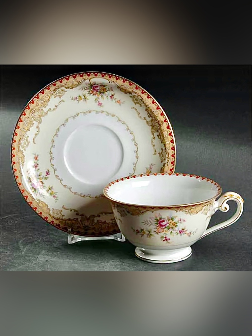 c. 1940s Vintage Discontinued Meito Derby Gold Trim Cup and Saucer Set